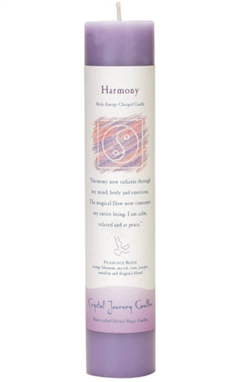 Crystal Journey Candle 1 1/2" x 7" Herbal Pillar - Harmony