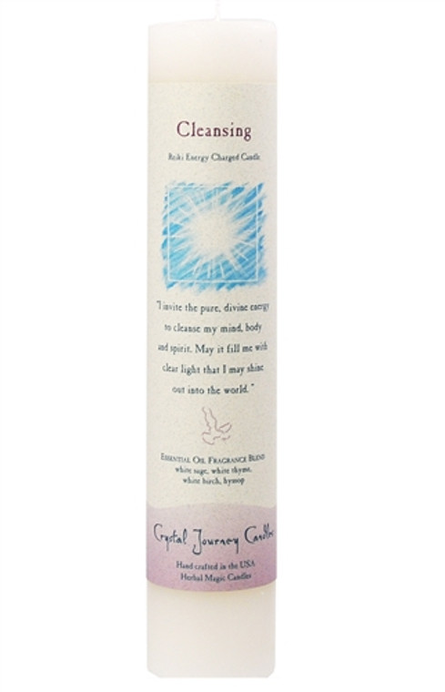 Crystal Journey Candle 1 1/2" x 7" Herbal Pillar - Cleansing