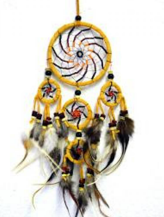 3.5" Brown Suede Dream catcher With Feathers & Beads