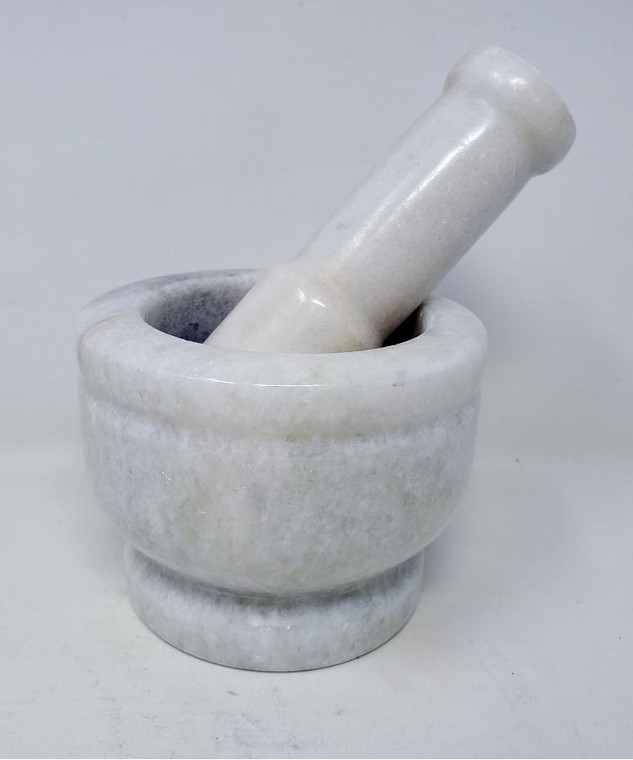 4" White Marble Mortar & Pestle