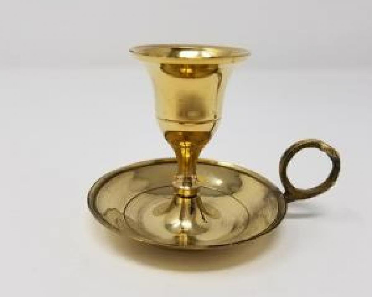 Brass Chamberstick Taper Candle Holder 3.25" Wide x 2.25" High