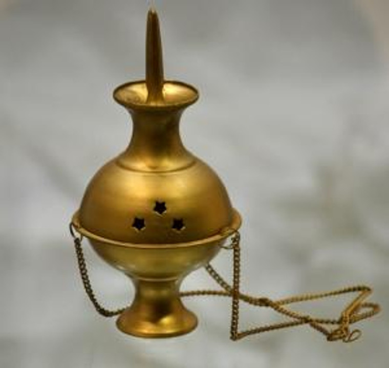 Brass Incense Burner Hanging 6" H Gold Finish