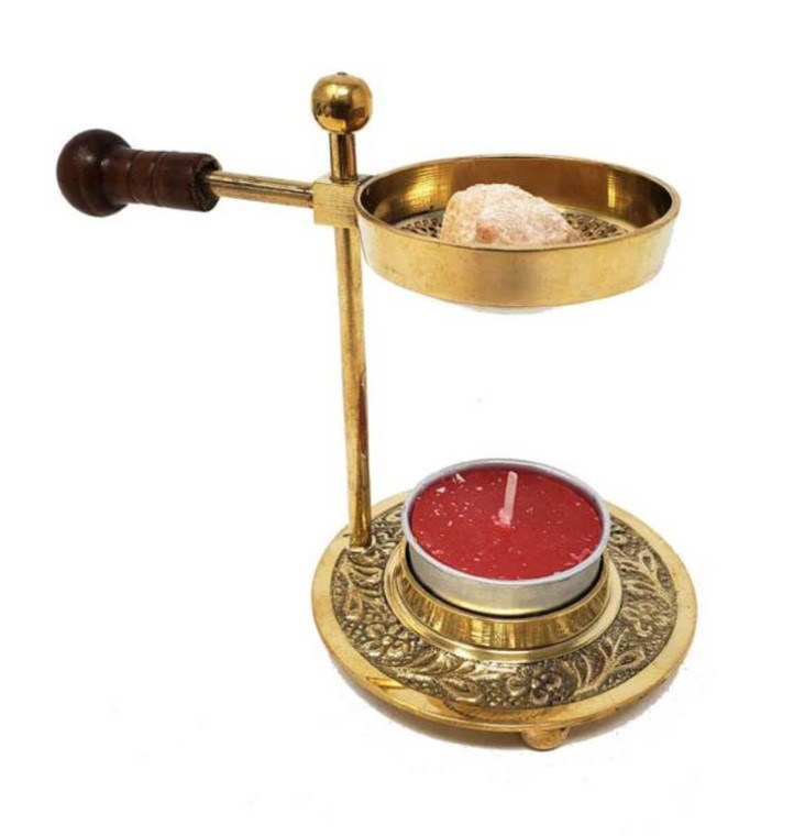 Brass Resin Burner 4.25"H with wooden Knob