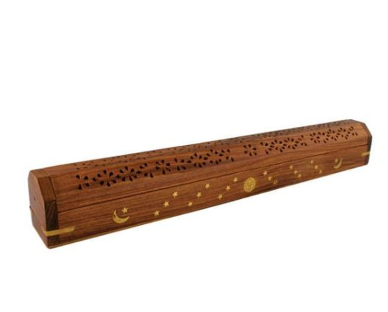 Celestial Wood Incense Box Burner 18"L