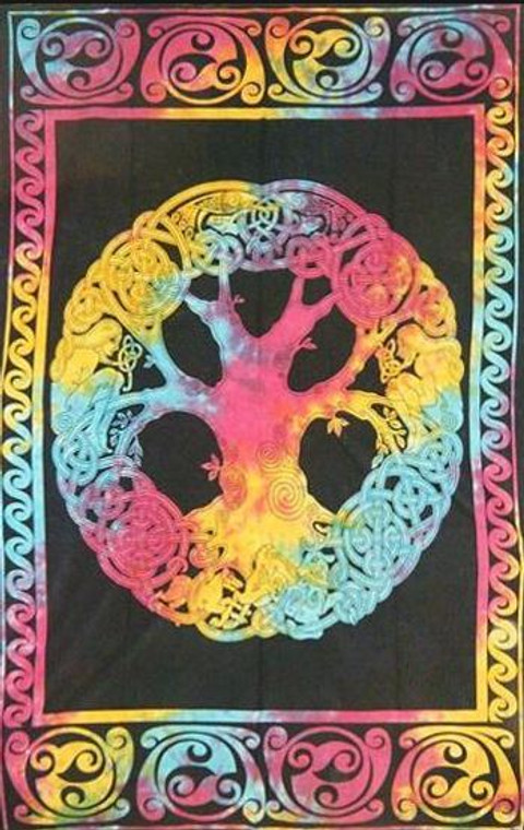 Celtic Tree Tie Dye Tapestry 54x86"