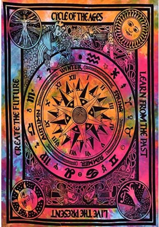 Cycle of Ages Tie Dye Tapestry 54x86"