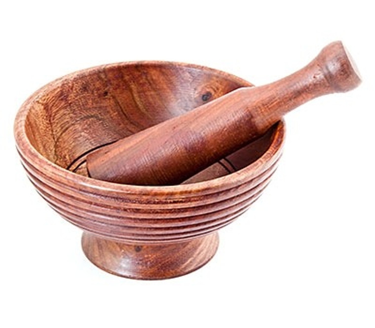 Carved Wooden Mortar & Pestle