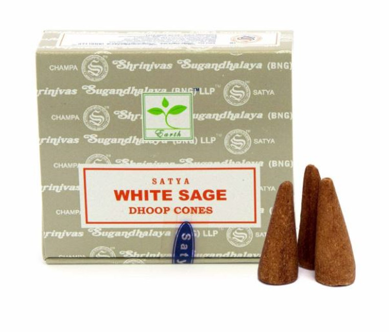 Satya Brand- Box of 12 Cones Each- White Sage