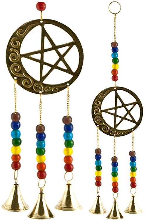 Moon/Pentacle Brass Chime with Beads