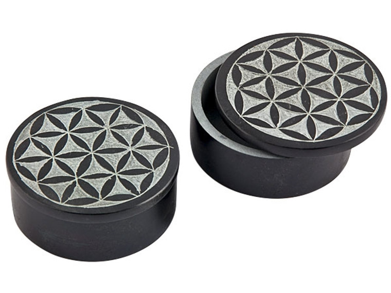 Flower of Life Carved Box in Black