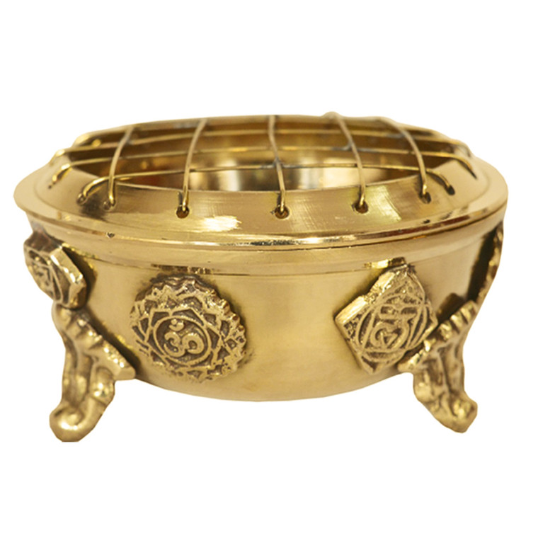 7 CHAKRA BRASS BURNER WITH 3 LEGS 3.5"