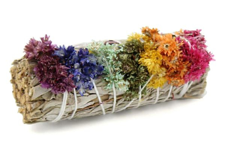 California White Sage & 7 Chakra Mullein Flowers Smudge Stick 3-4" EACH