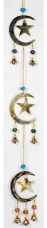 3 Star and Moon Windchime w/ Beads 22"L