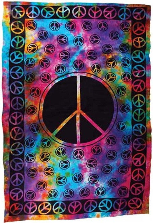 Peace Tapestry Tie Dye Colors 72x108"