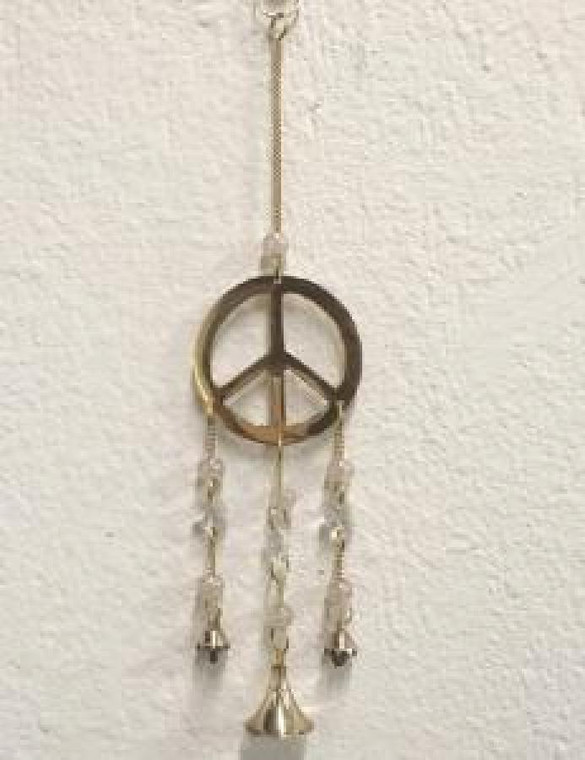 Peace Windchime w/ Crystal Beads 12"L