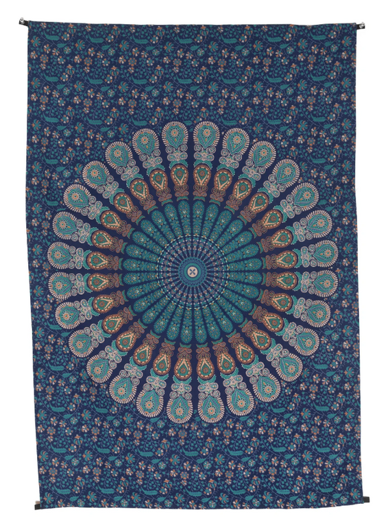 Peacock Torque (Mandala) Tapestry 54x86"