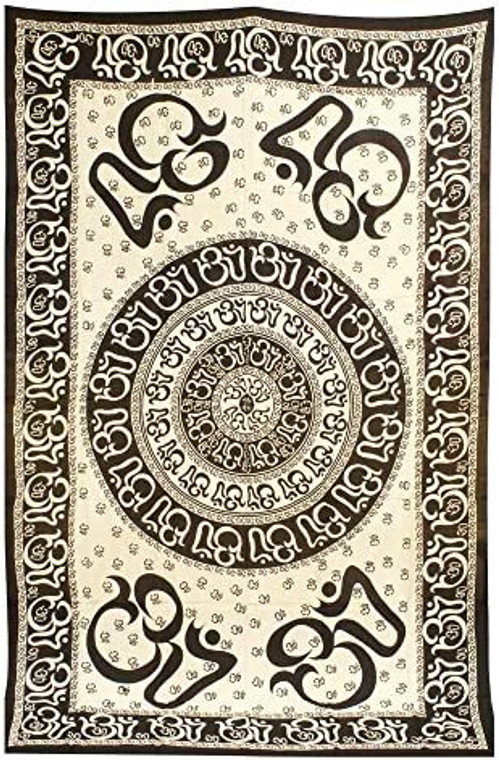 Tapestry OM Symbol WHITE 72" x 108"