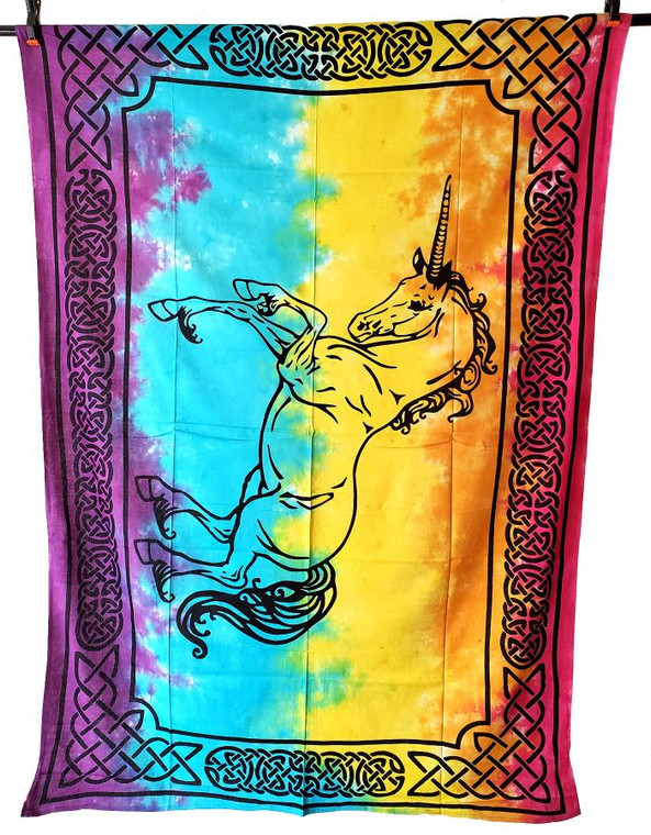 Unicorn Tapestry 54x86" Tie dye colors