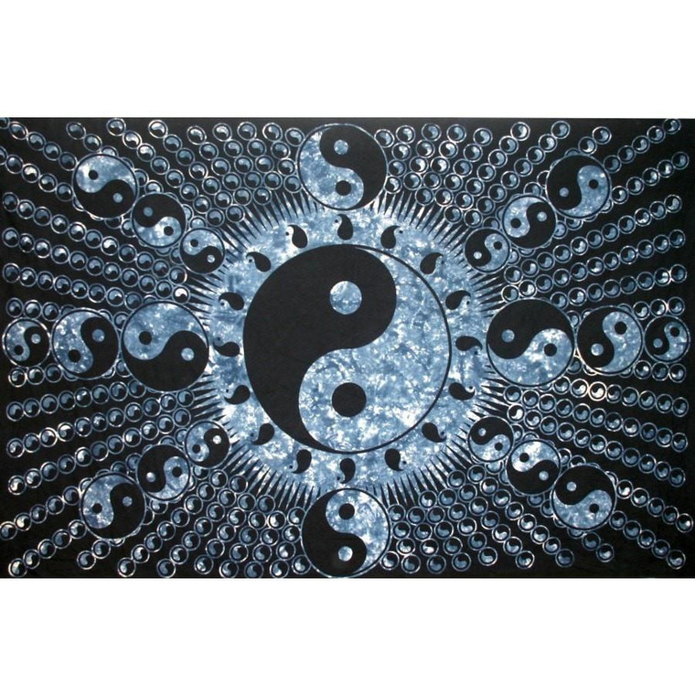 Yin Yang Tapestry Blue/Black 72"x108"