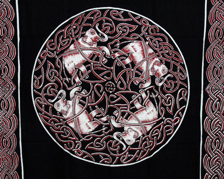 Celtic Elephant Tapestry Red/Black 72"x108"