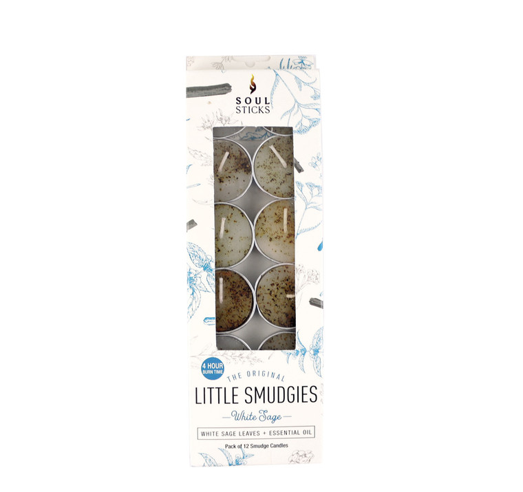 Soul Sticks Little Smudgies Tea Light Candles 12 pack- White Sage