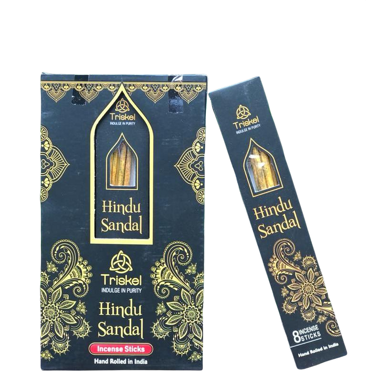 Triskel Hand Rolled Incense Sticks 8pc- Hindu Sandal