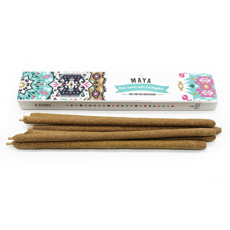 Soul Sticks Maya -6 Pure Holy Wood Incense Sticks- Palo Santo with Eucalyptus