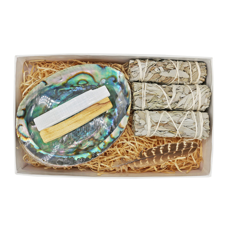 Abalone Shell Smudge Cleansing Kit in Gift Box