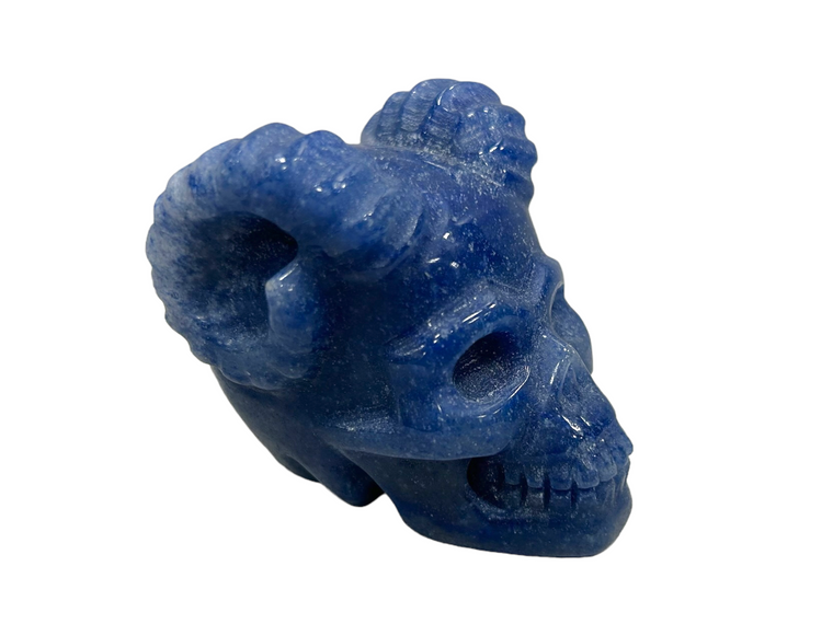 Blue Aventurine Horned Skull