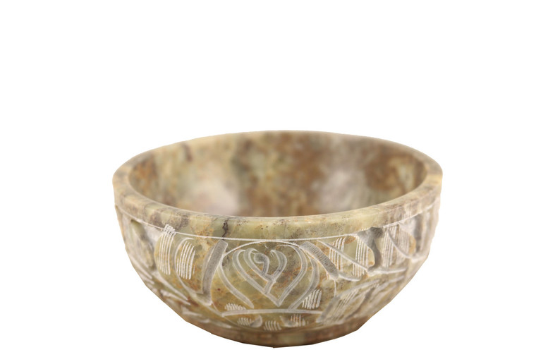 Carved Soap Stone Smudge Bowl 4''