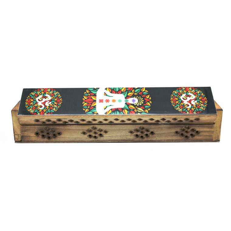 7 Chakras and OM Wooden Coffin Box