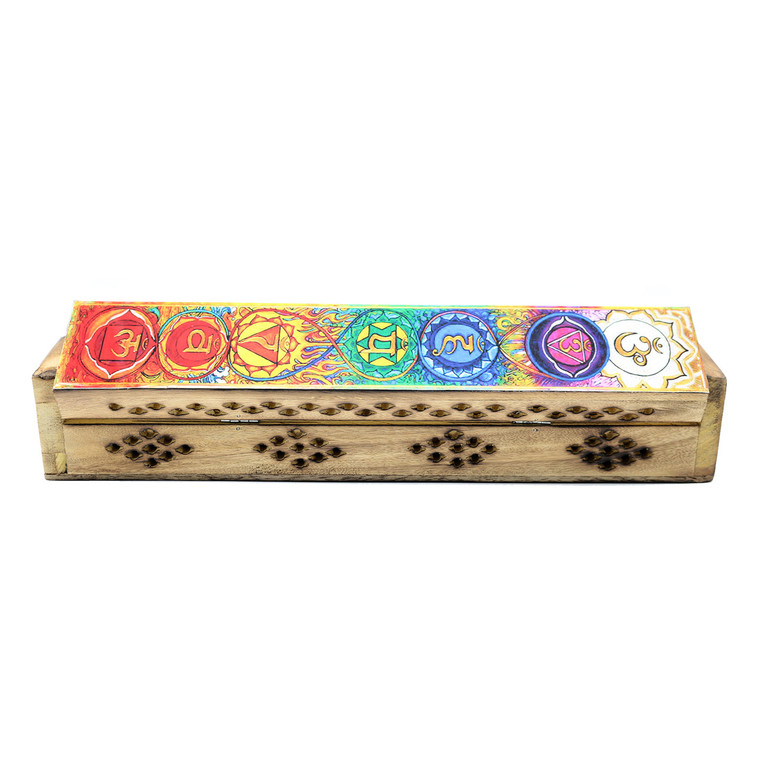 7 Chakras Sketched Wooden Coffin Box