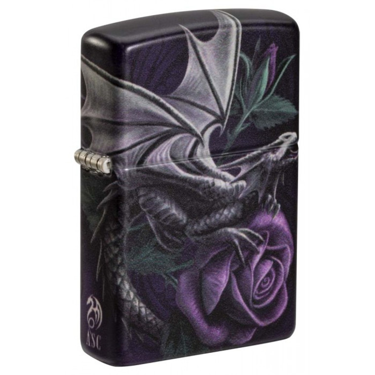 Zippo Lighter: Anne Stokes Dragon with Rose - 540 Color