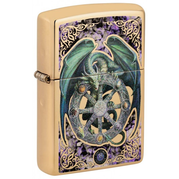 Zippo Lighter: Anne Stokes Fusion Year of the Magical Dragon - High Polish Brass