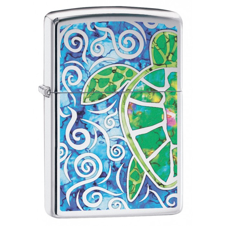 Zippo Lighter: Fusion Sea Turtle - High Polish Chrome