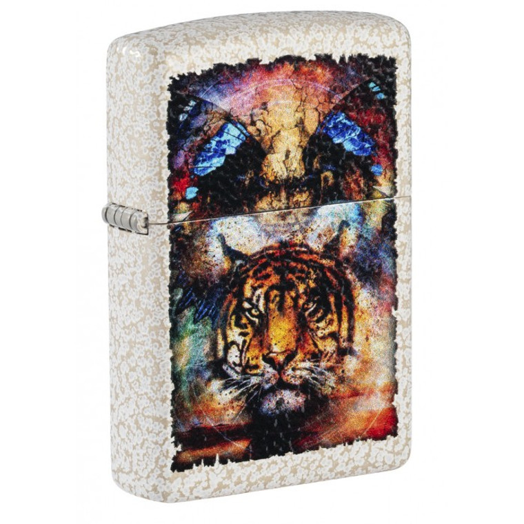 Zippo Lighter: Colorful Tiger - Mercury Glass
