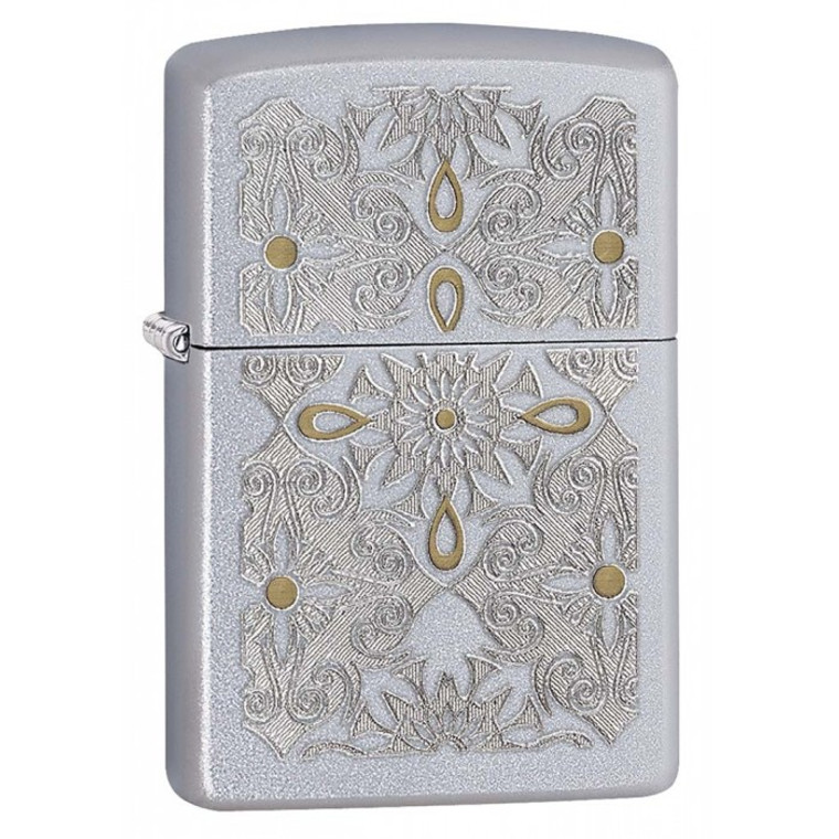 Zippo Lighter: Classical Curve, Engraved - Satin Chrome