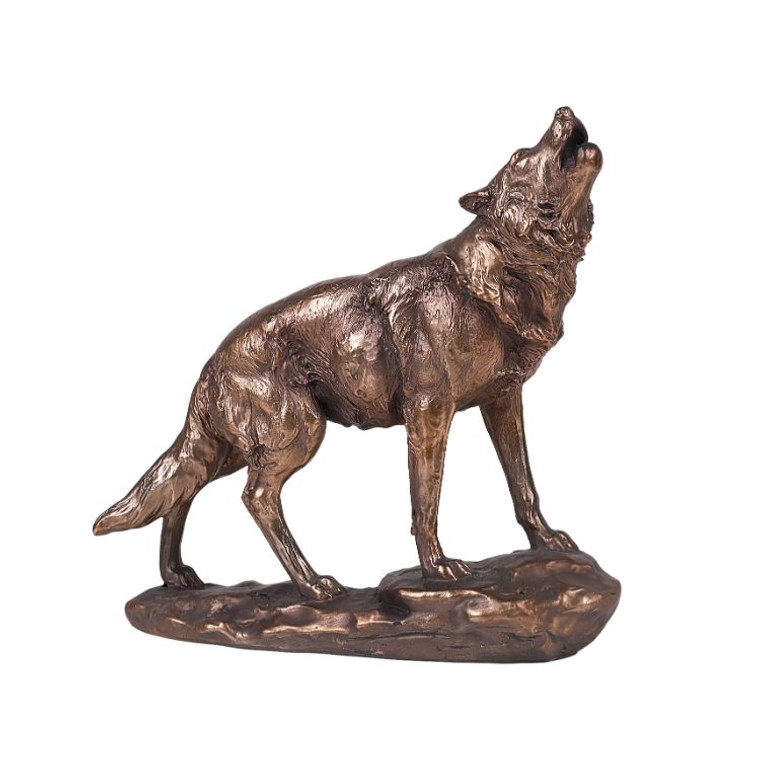 Bronze Tone Wolf Statue