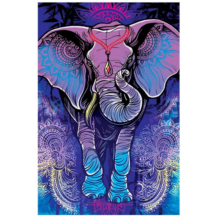 3D Single Elephant Tapestry