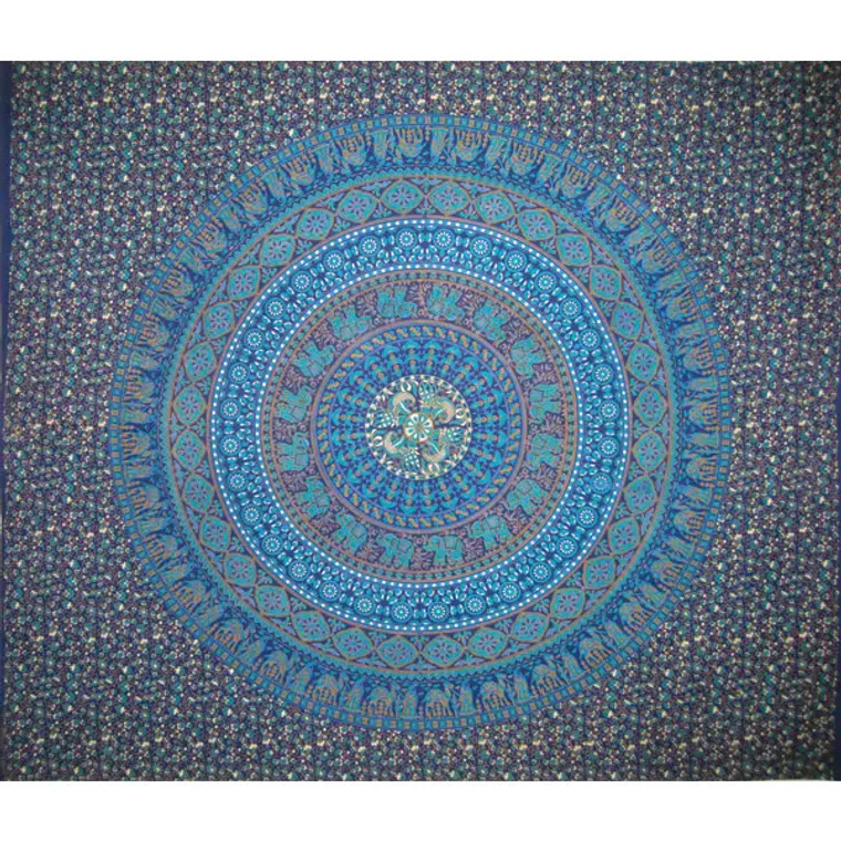 Dark Elephant Indian Double Tapestry