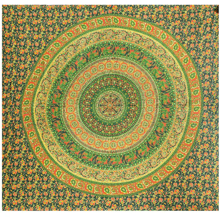 Green Elephant Double Tapestry