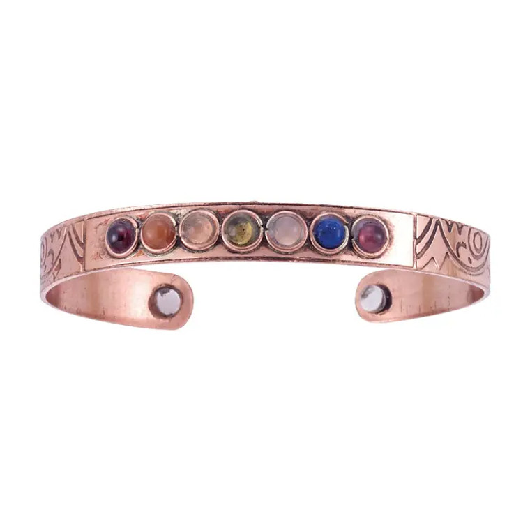 Seven Chakra Copper Bracelet