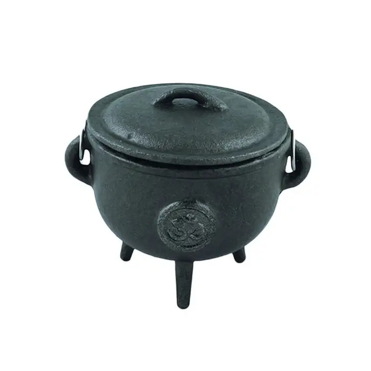 Om Medium Cast Iron Cauldron with Lid 4.5 Inch