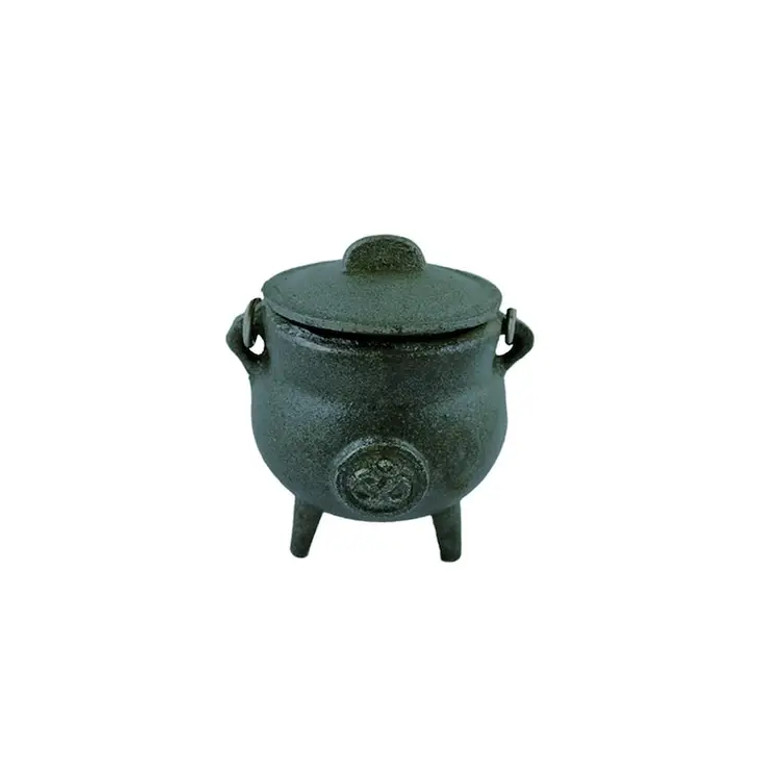 Om Mini Cast Iron Cauldron 3.5 Inch with Lid