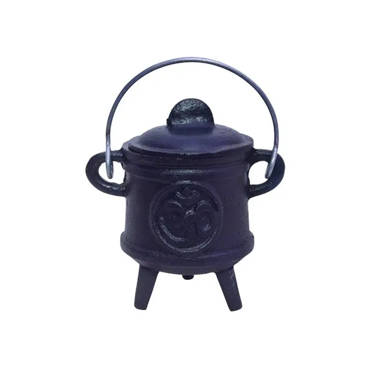 Om Cast Iron Cauldron with Holder Handle and Lid