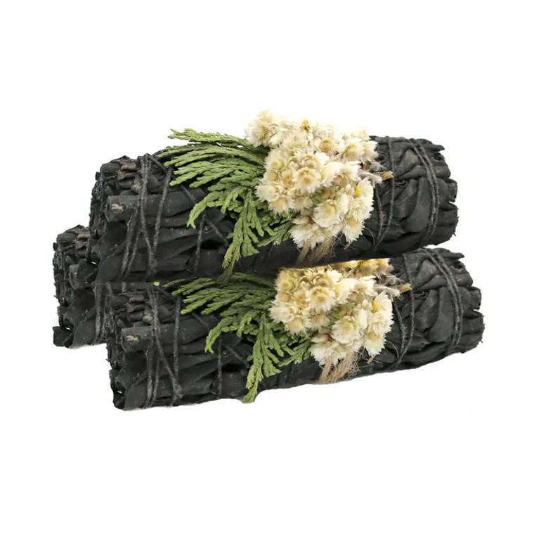 Midnight Bloom Floral White Sage 4" Smudge Sticks