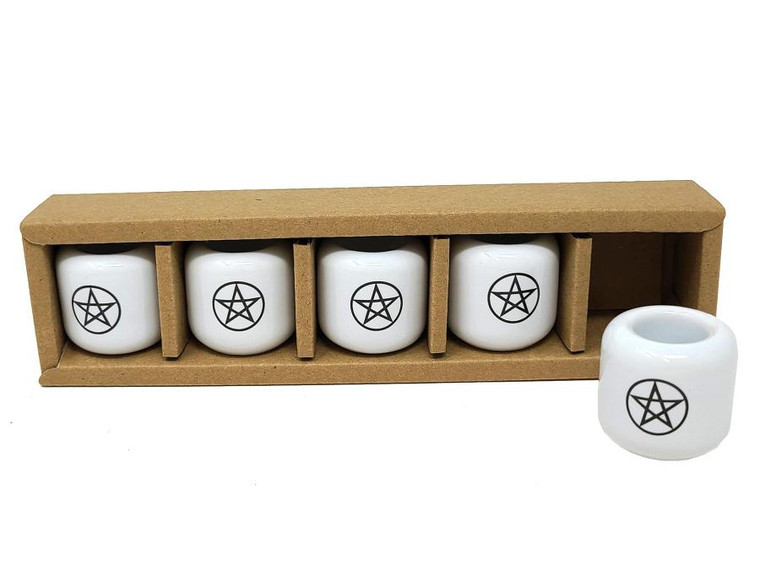 Pentacle White Chime Candle Holder