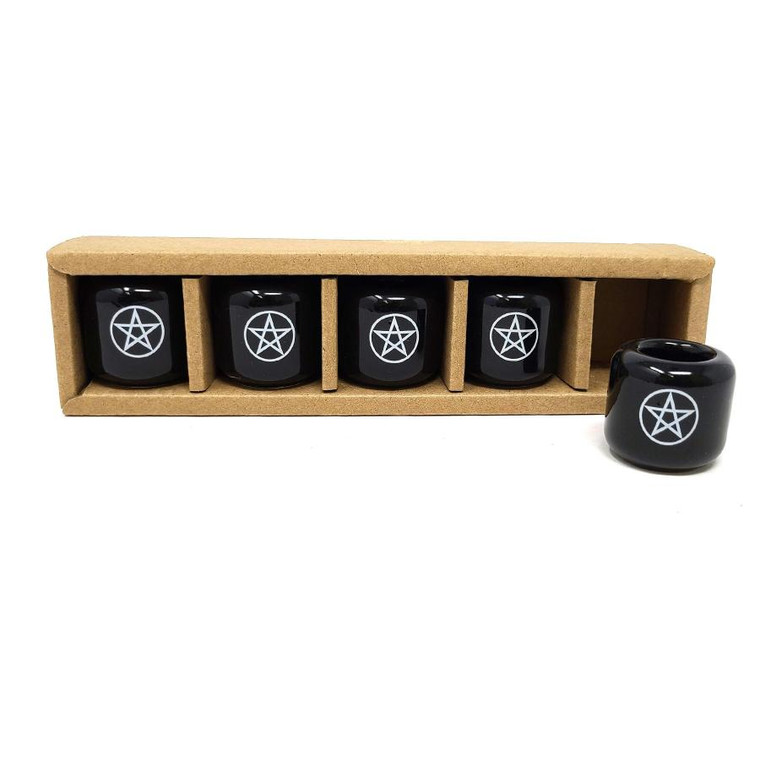 Pentacle Black Chime Candle Holder