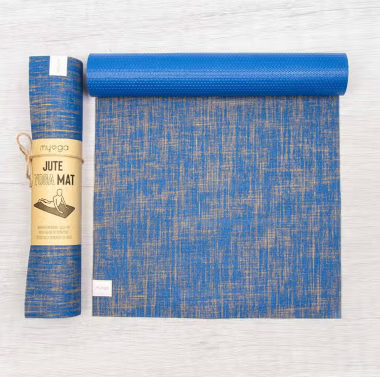 Jute Yoga Mat-Blue myga