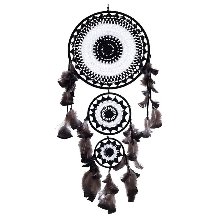 Black & White Crochet Triple Dreamcatcher